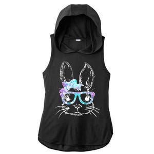 Hipster Easter Bunny Floral Ladies PosiCharge Tri-Blend Wicking Draft Hoodie Tank