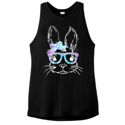 Hipster Easter Bunny Floral Ladies PosiCharge Tri-Blend Wicking Tank