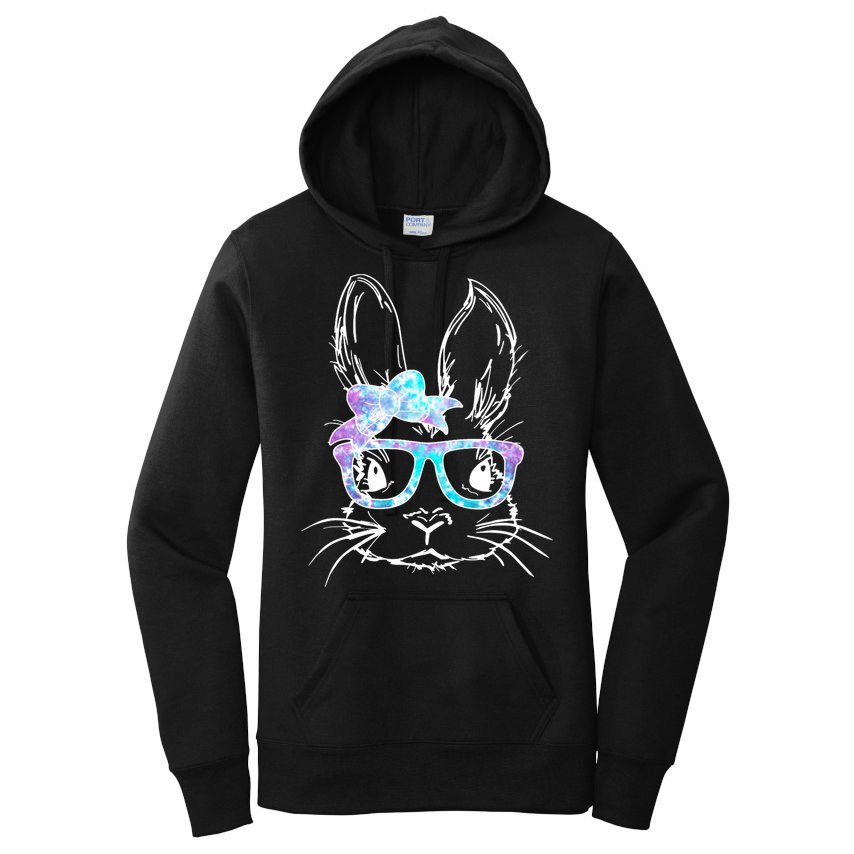 Hipster Easter Bunny Floral Women's Pullover Hoodie