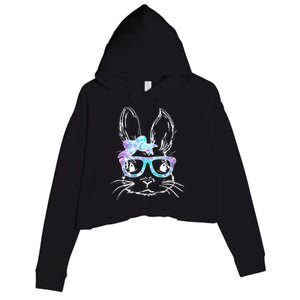 Hipster Easter Bunny Floral Crop Fleece Hoodie