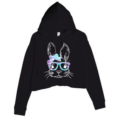 Hipster Easter Bunny Floral Crop Fleece Hoodie