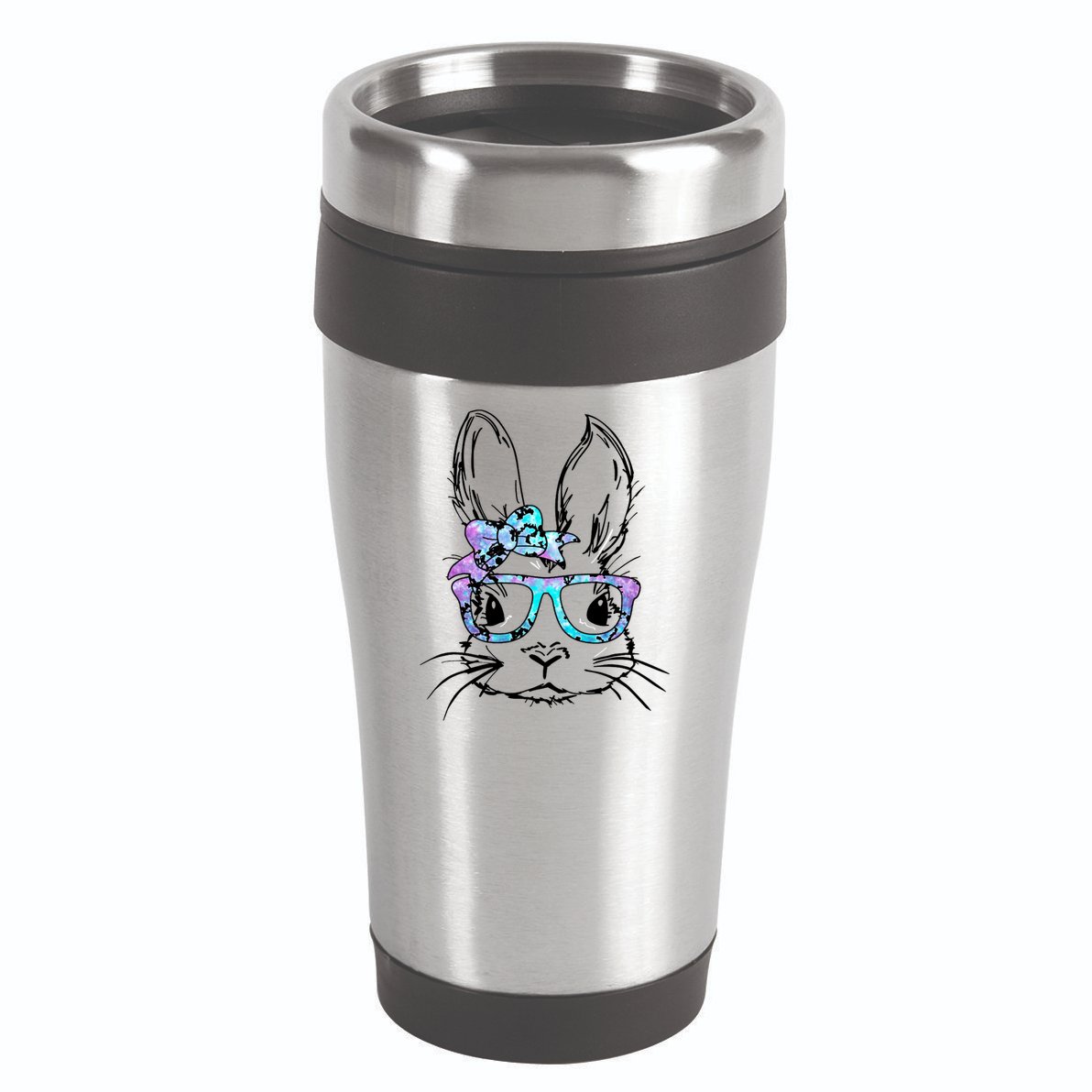 Hipster Easter Bunny Floral 16oz Travel Tumbler