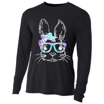 Hipster Easter Bunny Floral Cooling Performance Long Sleeve Crew