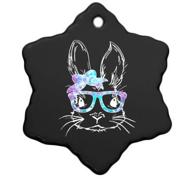 Hipster Easter Bunny Floral Ceramic Star Ornament