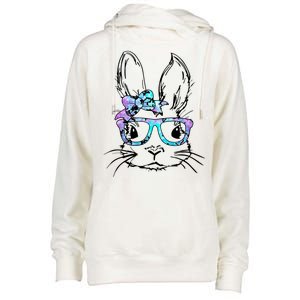 Hipster Easter Bunny Floral Womens Funnel Neck Pullover Hood