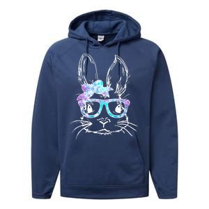 Hipster Easter Bunny Floral Performance Fleece Hoodie