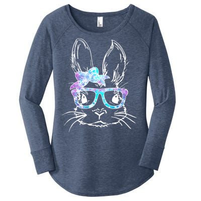 Hipster Easter Bunny Floral Women's Perfect Tri Tunic Long Sleeve Shirt