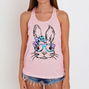 Hipster Easter Bunny Floral Women's Knotted Racerback Tank