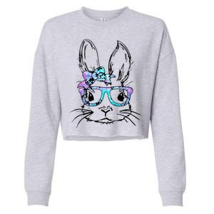 Hipster Easter Bunny Floral Cropped Pullover Crew