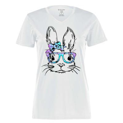 Hipster Easter Bunny Floral Women's Momentum V-Neck T-Shirt