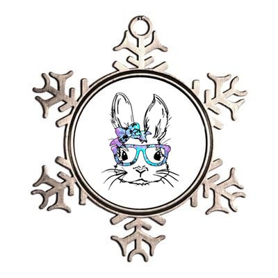 Hipster Easter Bunny Floral Metallic Star Ornament