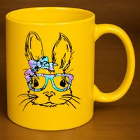 Hipster Easter Bunny Floral 11oz C Handle Ceramic Mug