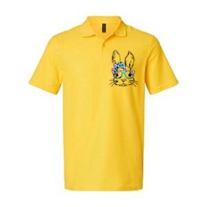 Hipster Easter Bunny Floral Softstyle Adult Sport Polo