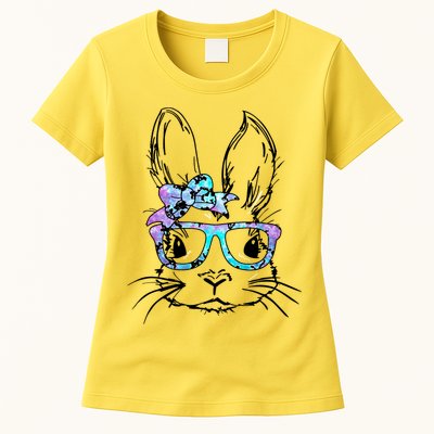 Hipster Easter Bunny Floral Womens T-Shirt