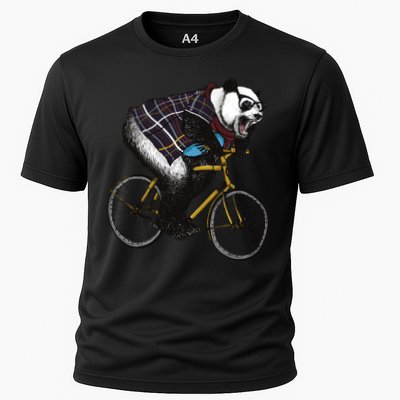 Hipster Panda Riding Bicycle Performance Shirt