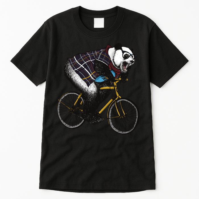 Hipster Panda Riding Bicycle Tall T-Shirt