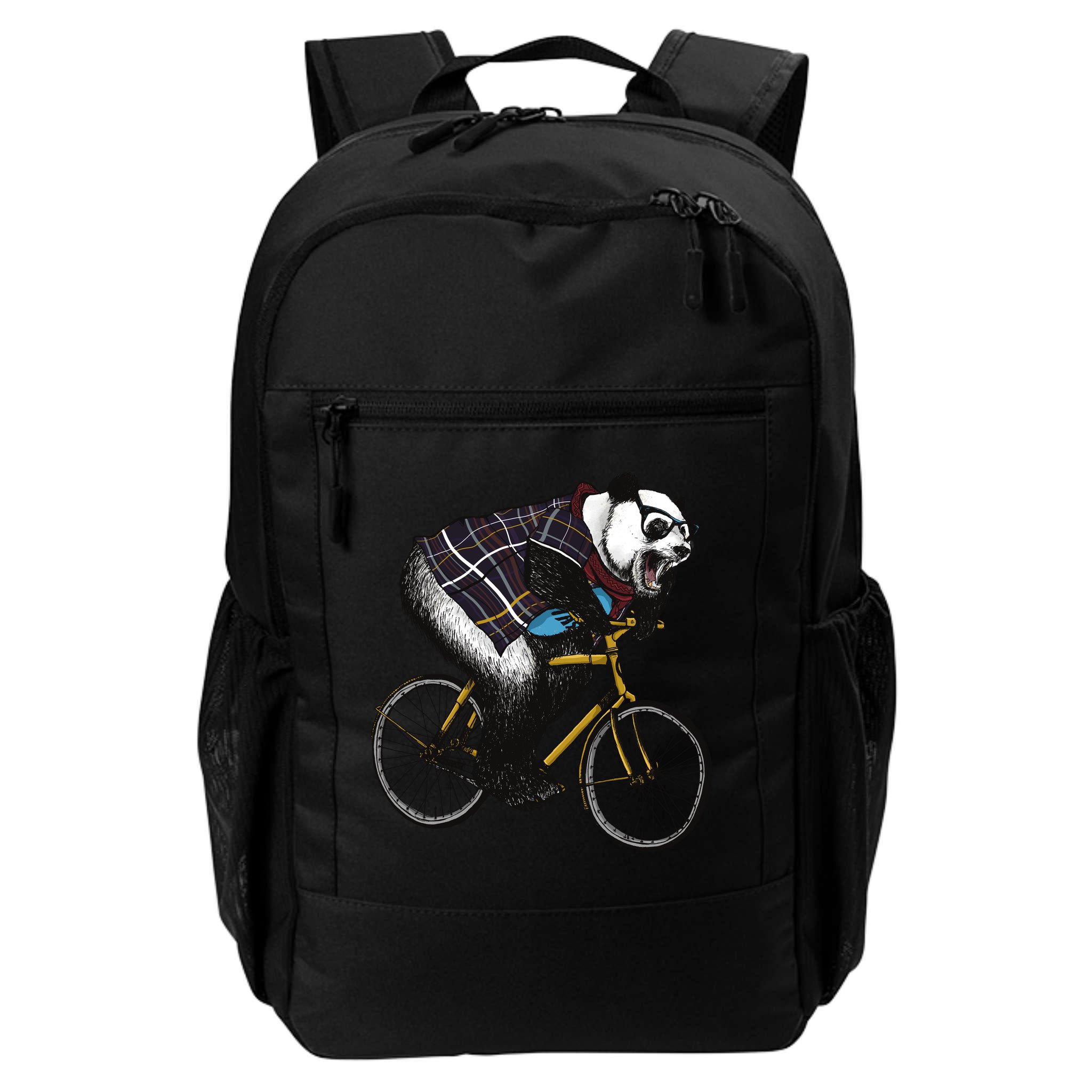Hipster Panda Riding Bicycle Backpack