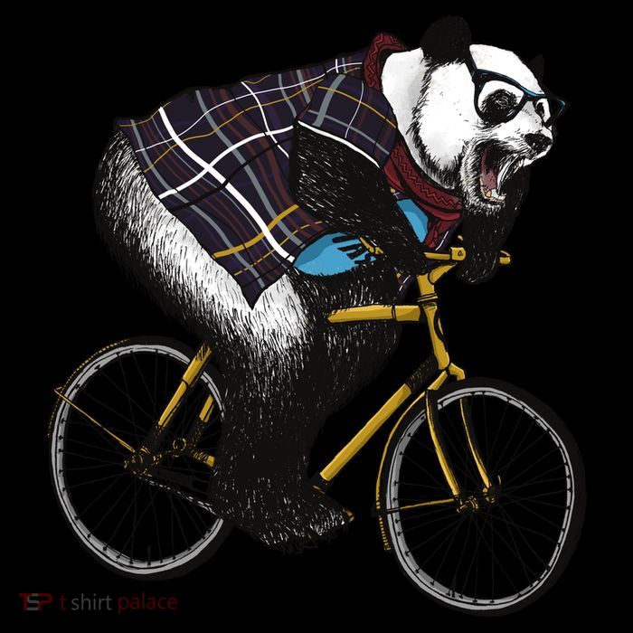 Hipster Panda Riding Bicycle Button