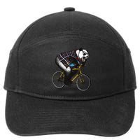 Hipster Panda Riding Bicycle 7-Panel Snapback Hat