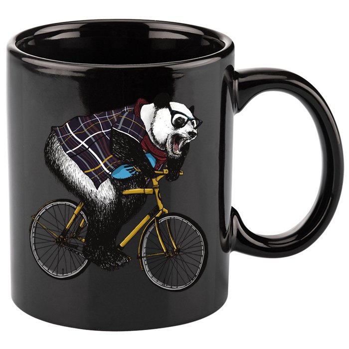 Hipster Panda Riding Bicycle 11oz C Handle Ceramic Mug