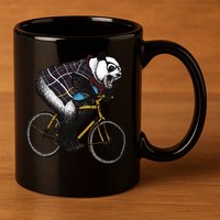 Hipster Panda Riding Bicycle 11oz C Handle Ceramic Mug