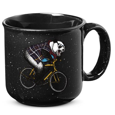 Hipster Panda Riding Bicycle 15oz Campfire Ceramic Mug