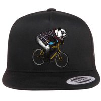 Hipster Panda Riding Bicycle Flat Bill Trucker Hat