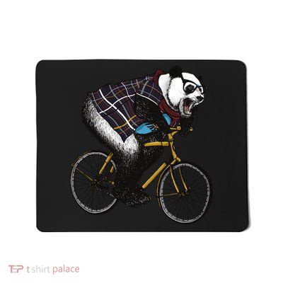 Hipster Panda Riding Bicycle Mousepad