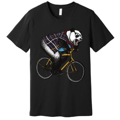 Hipster Panda Riding Bicycle Premium T-Shirt