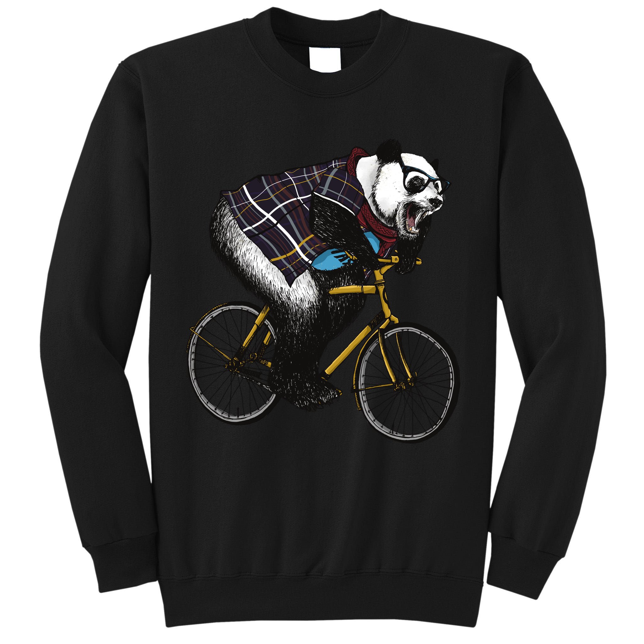 Hipster Panda Riding Bicycle Tall Sweatshirt