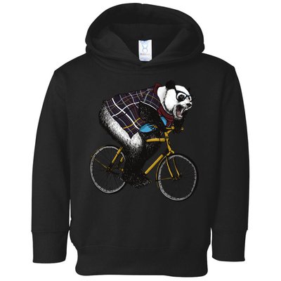 Hipster Panda Riding Bicycle Toddler Hoodie