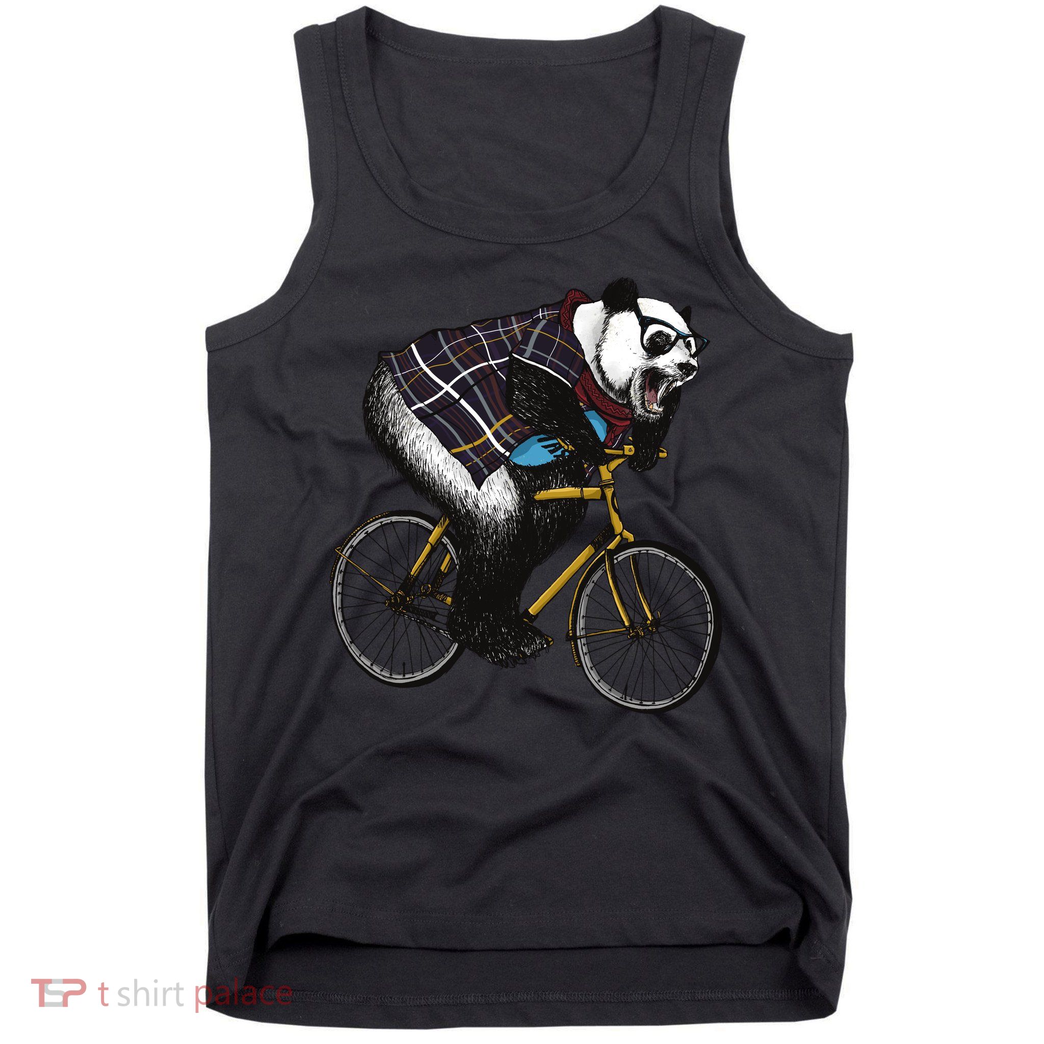 Hipster Panda Riding Bicycle Tank Top