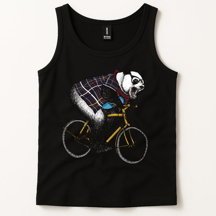 Hipster Panda Riding Bicycle Tank Top