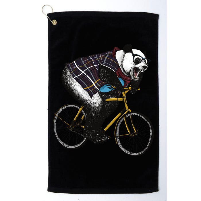Hipster Panda Riding Bicycle Golf Towel