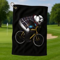 Hipster Panda Riding Bicycle Golf Towel