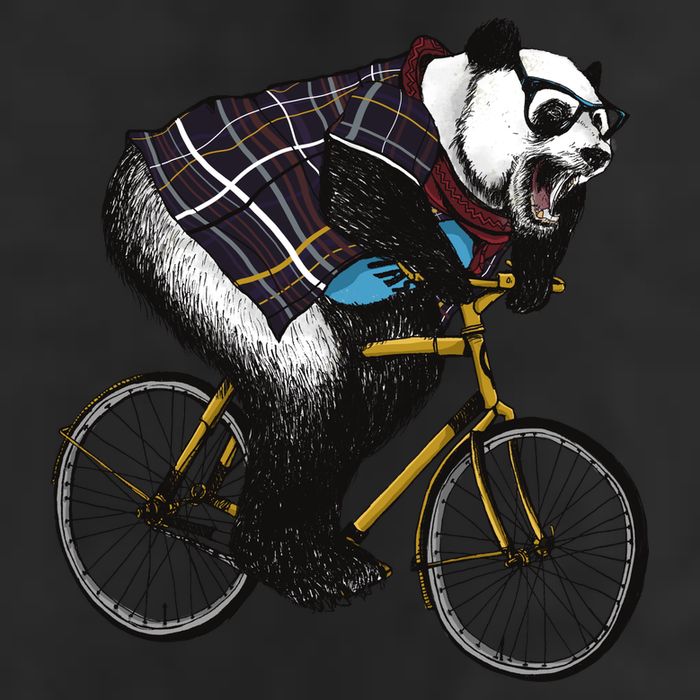 Hipster Panda Riding Bicycle Golf Towel