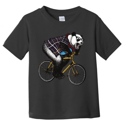 Hipster Panda Riding Bicycle Toddler T-Shirt
