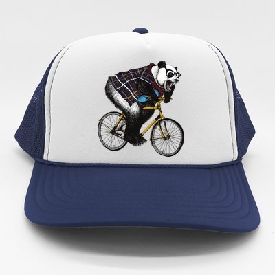 Hipster Panda Riding Bicycle Trucker Hat