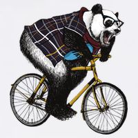 Hipster Panda Riding Bicycle Garment-Dyed Sweatshirt