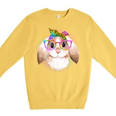 Hipster Rabbit Cute Easter Bunny Premium Crewneck Sweatshirt