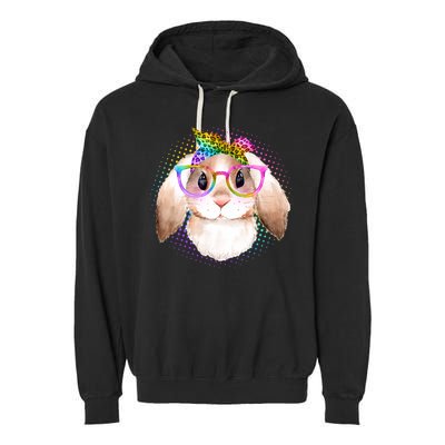 Hipster Rabbit Cute Easter Bunny Garment-Dyed Fleece Hoodie