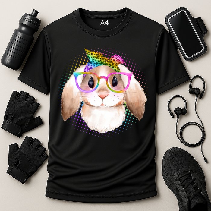 Hipster Rabbit Cute Easter Bunny Cooling Performance Crew T-Shirt