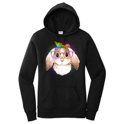 Hipster Rabbit Cute Easter Bunny Women's Pullover Hoodie