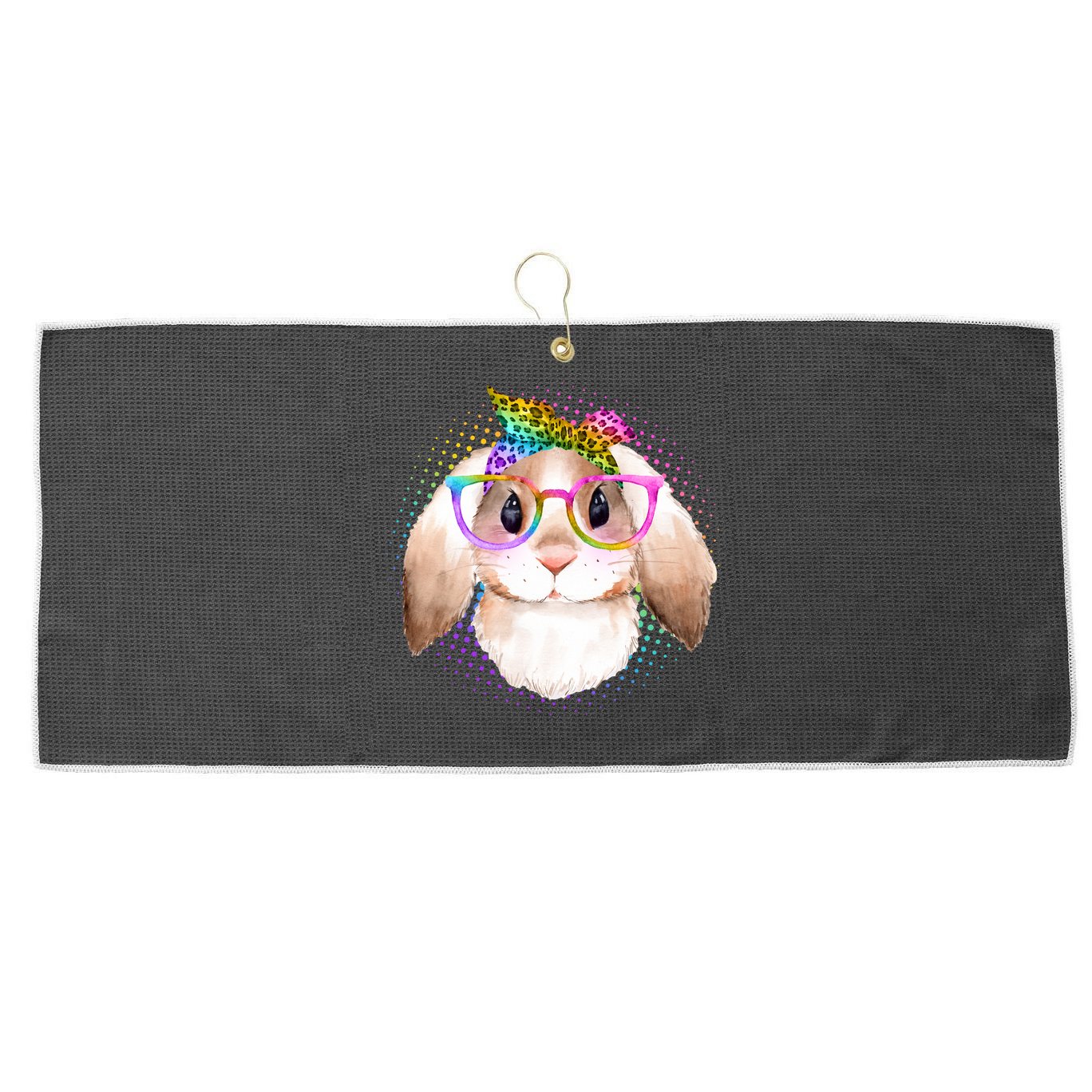Hipster Rabbit Cute Easter Bunny Large Microfiber Waffle Golf Towel