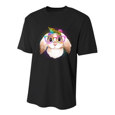 Hipster Rabbit Cute Easter Bunny Youth Performance Sprint T-Shirt