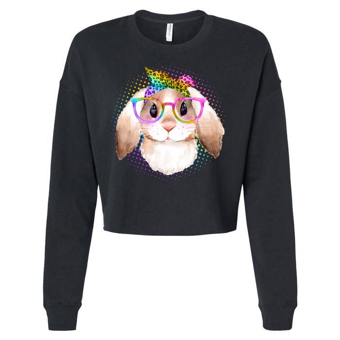 Hipster Rabbit Cute Easter Bunny Cropped Pullover Crew