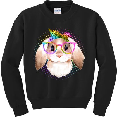 Hipster Rabbit Cute Easter Bunny Kids Sweatshirt
