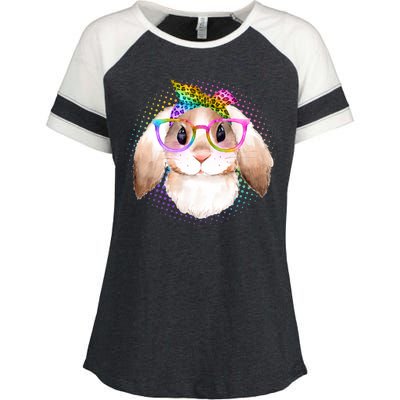 Hipster Rabbit Cute Easter Bunny Enza Ladies Jersey Colorblock Tee