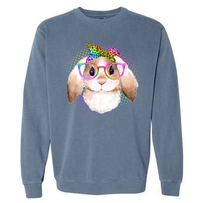 Hipster Rabbit Cute Easter Bunny Garment-Dyed Sweatshirt