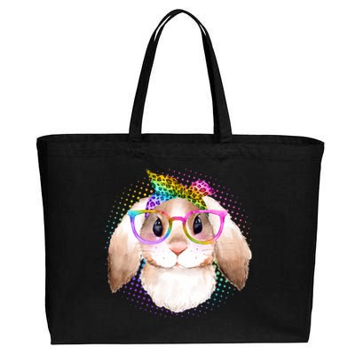 Hipster Rabbit Cute Easter Bunny Cotton Canvas Jumbo Tote